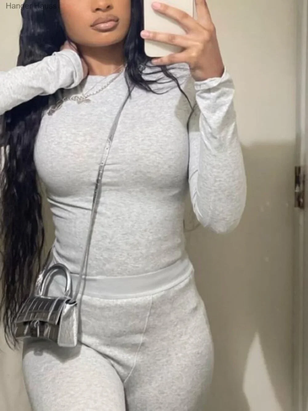 Ribbed 2 Piece Outfit - Long Sleeve Tee & Leggings/Shorts Set_3